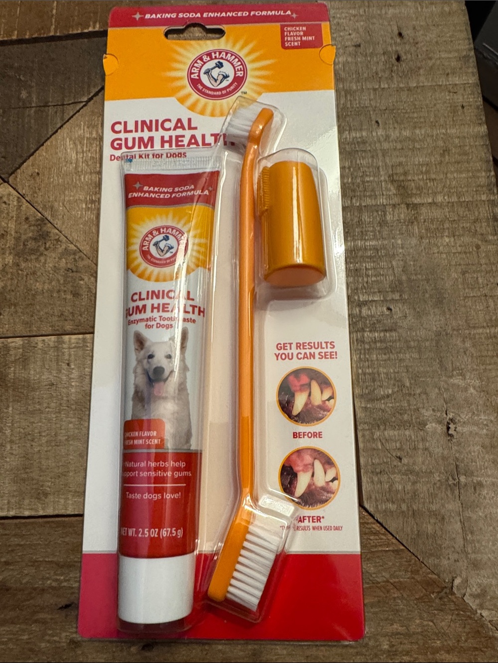 Arm & Hammer Clinical Gum Health Dog Toothpaste & Orange Toothbrush Set New